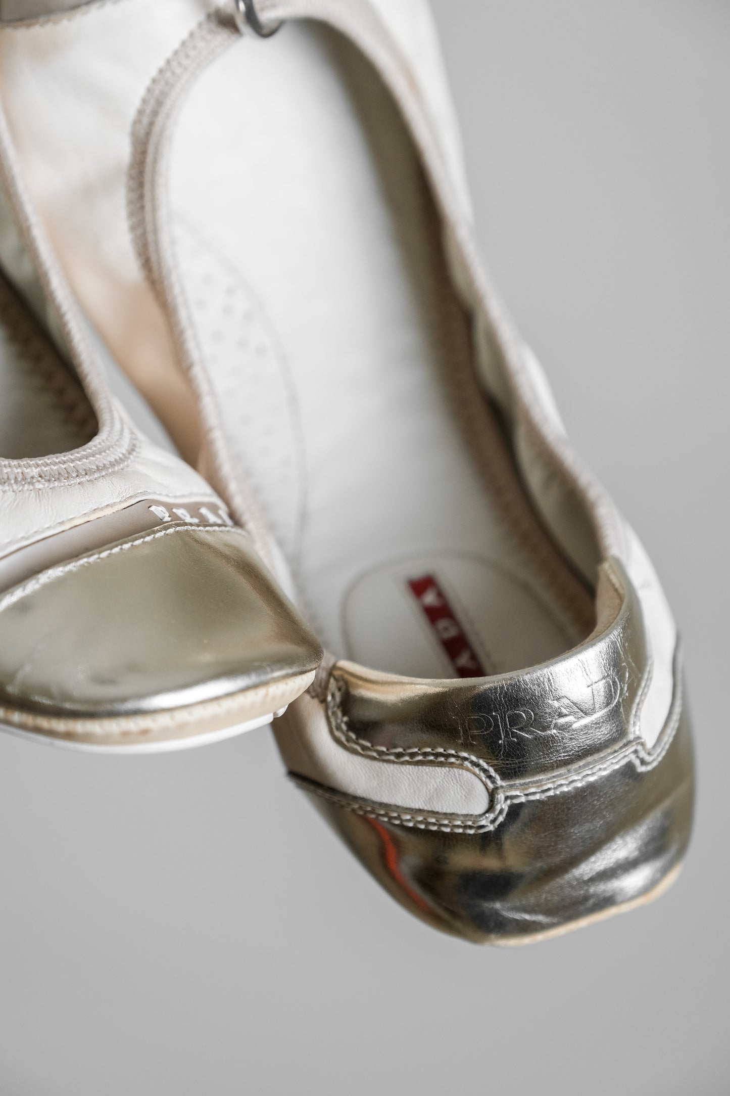 PRADA SPORT 2000s - Cream/Silver Ballet Flats