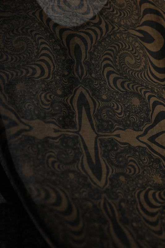 Undercover S/S2003 “SCAB” - Fractal Print Sheer Henley Shirt