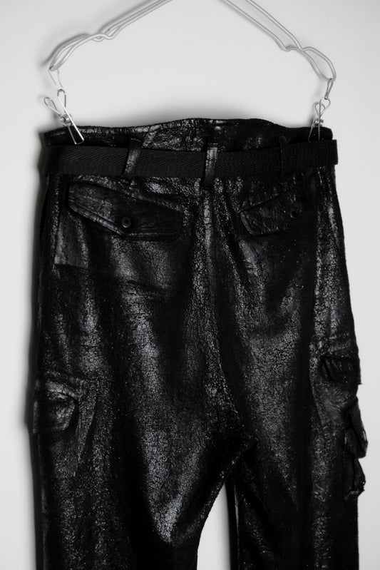 ABAHOUSE 2000s - Cracked Coated Gimmick Cargo Pants