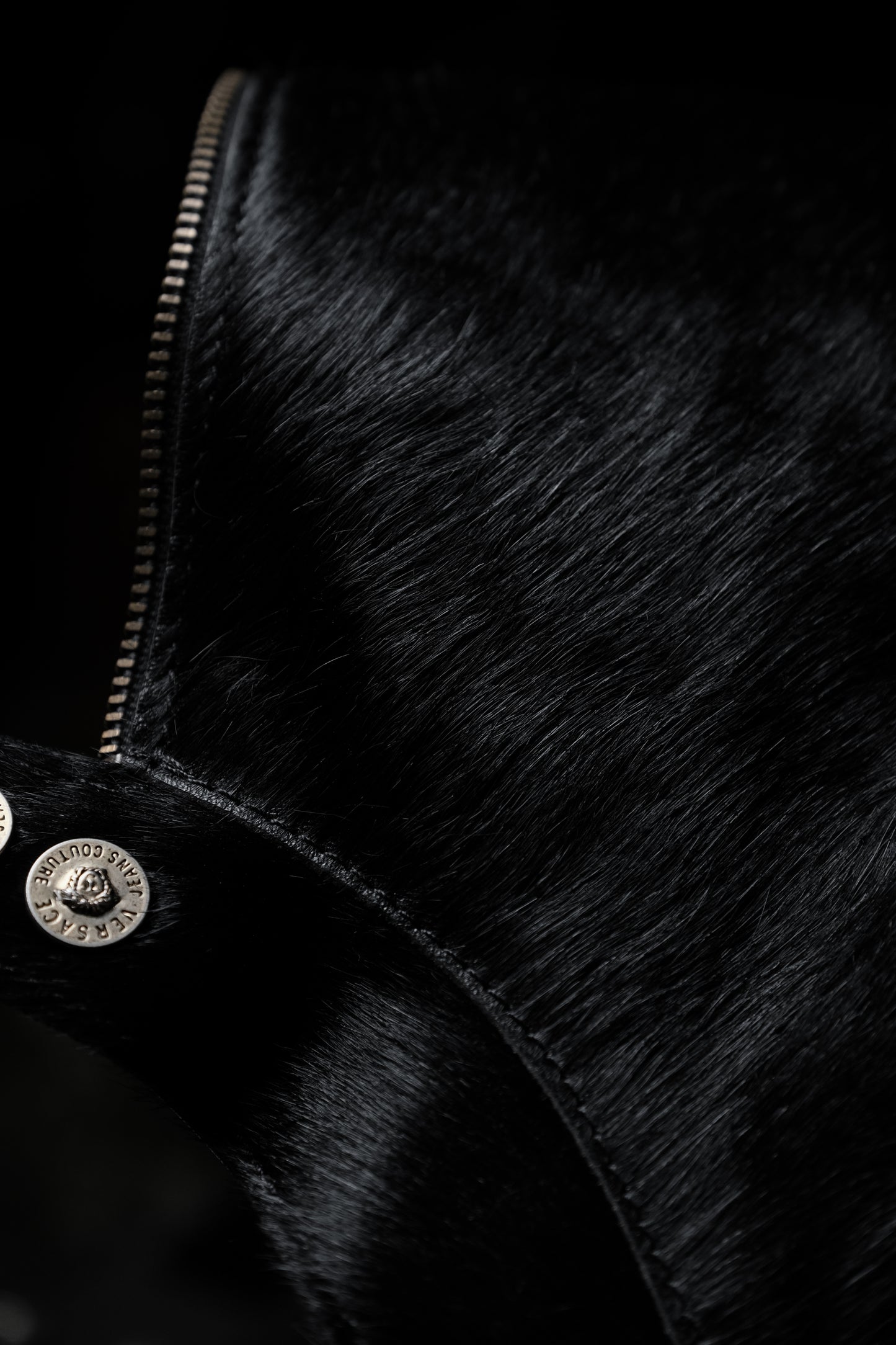 Versace Jeans Couture Early 2000s - Pony-hair Fur Leather Jacket