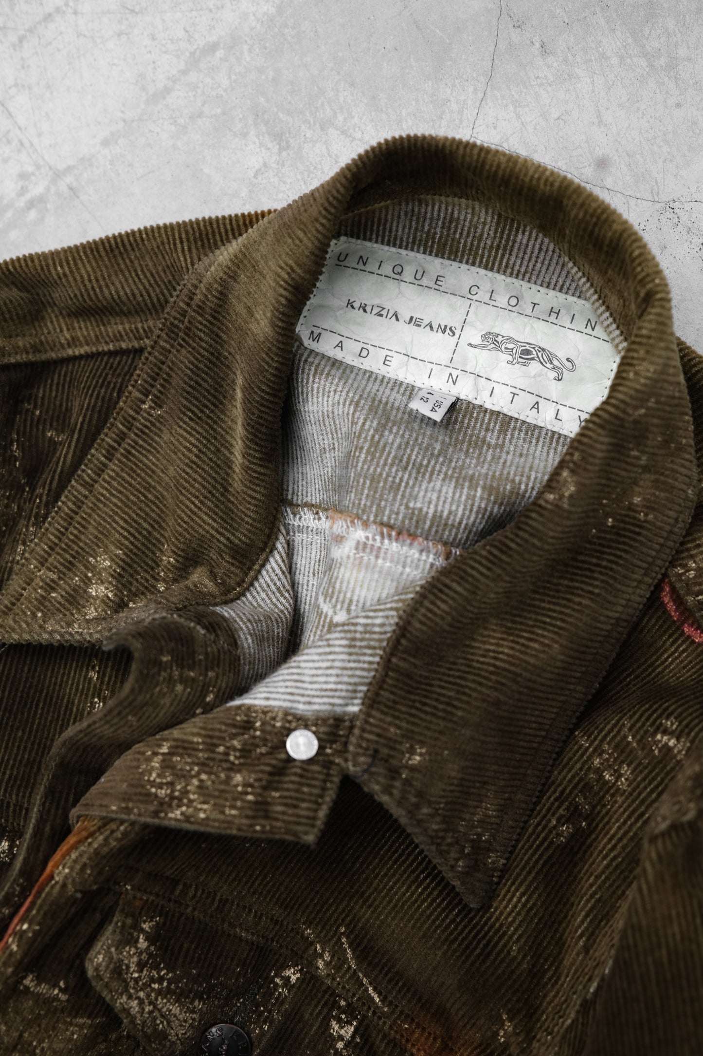 KRIZIA JEANS 1980s - Bleach Dyed Corduroy Trucker Jacket