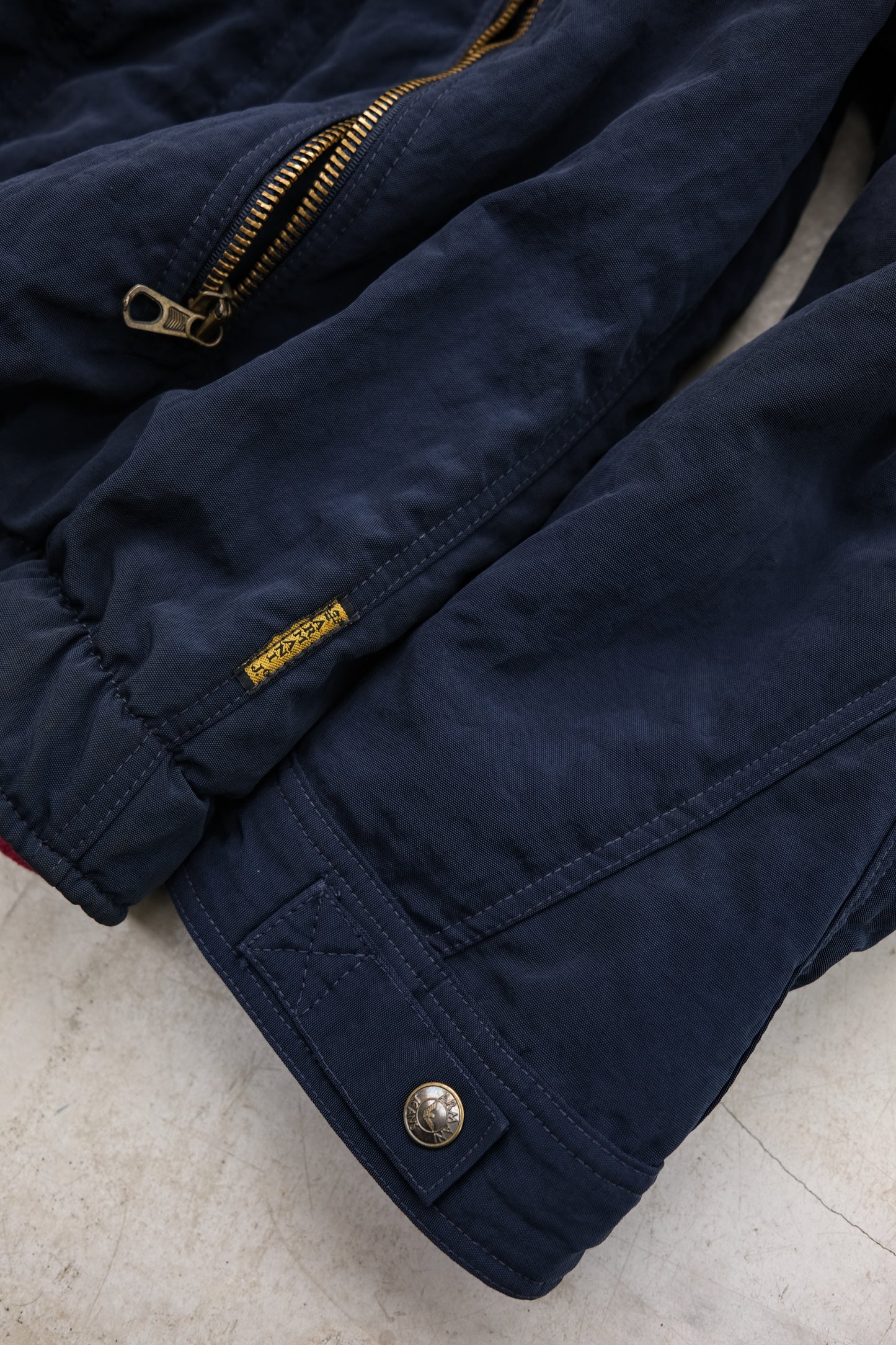 Armani Jeans 1980s Blue Power Wash - Metal Collar Buckle Padded Jacket