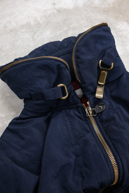 Armani Jeans 1980s Blue Power Wash - Metal Collar Buckle Padded Jacket