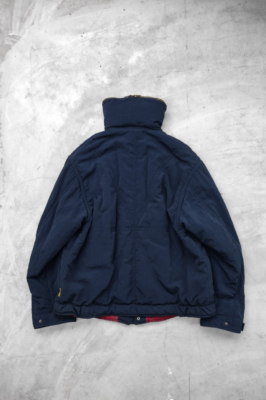 Armani Jeans 1980s Blue Power Wash - Metal Collar Buckle Padded Jacket