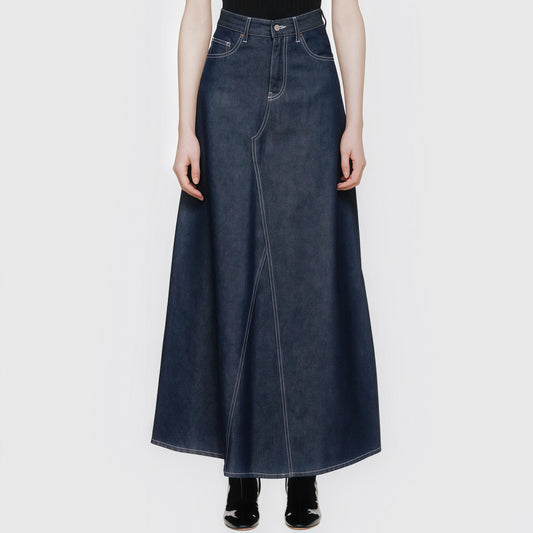 MM⑥ Maison Margiela S/S2018 - Indigo Long Raw Denim Skirt