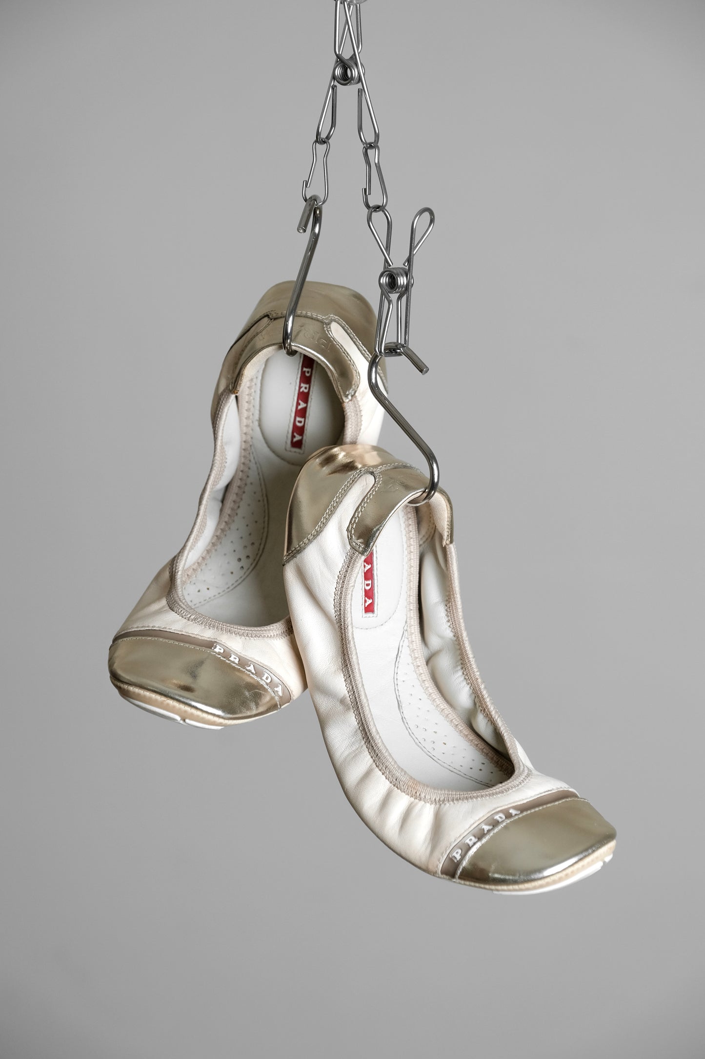 PRADA SPORT 2000s - Cream/Silver Ballet Flats