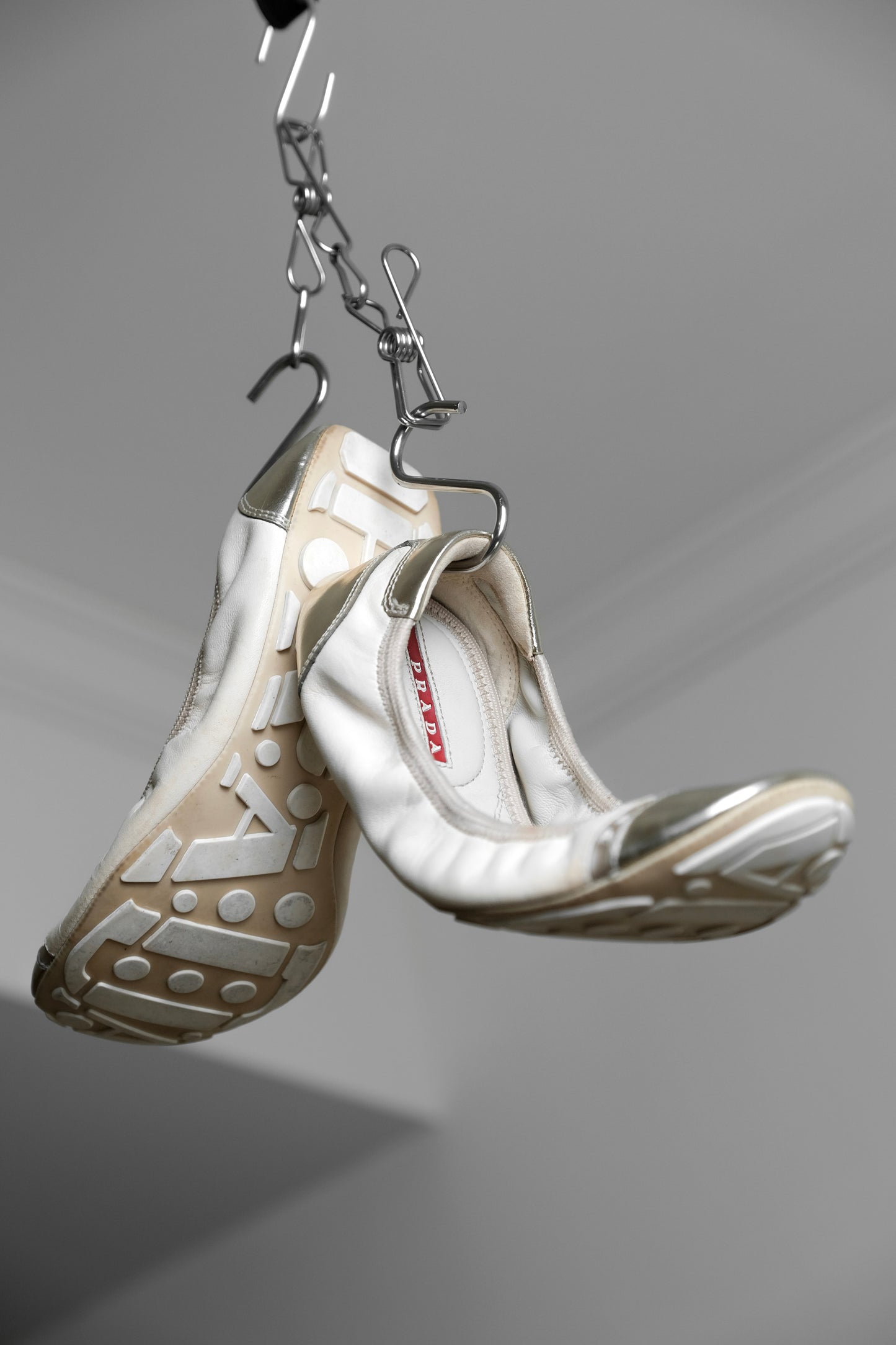 PRADA SPORT 2000s - Cream/Silver Ballet Flats