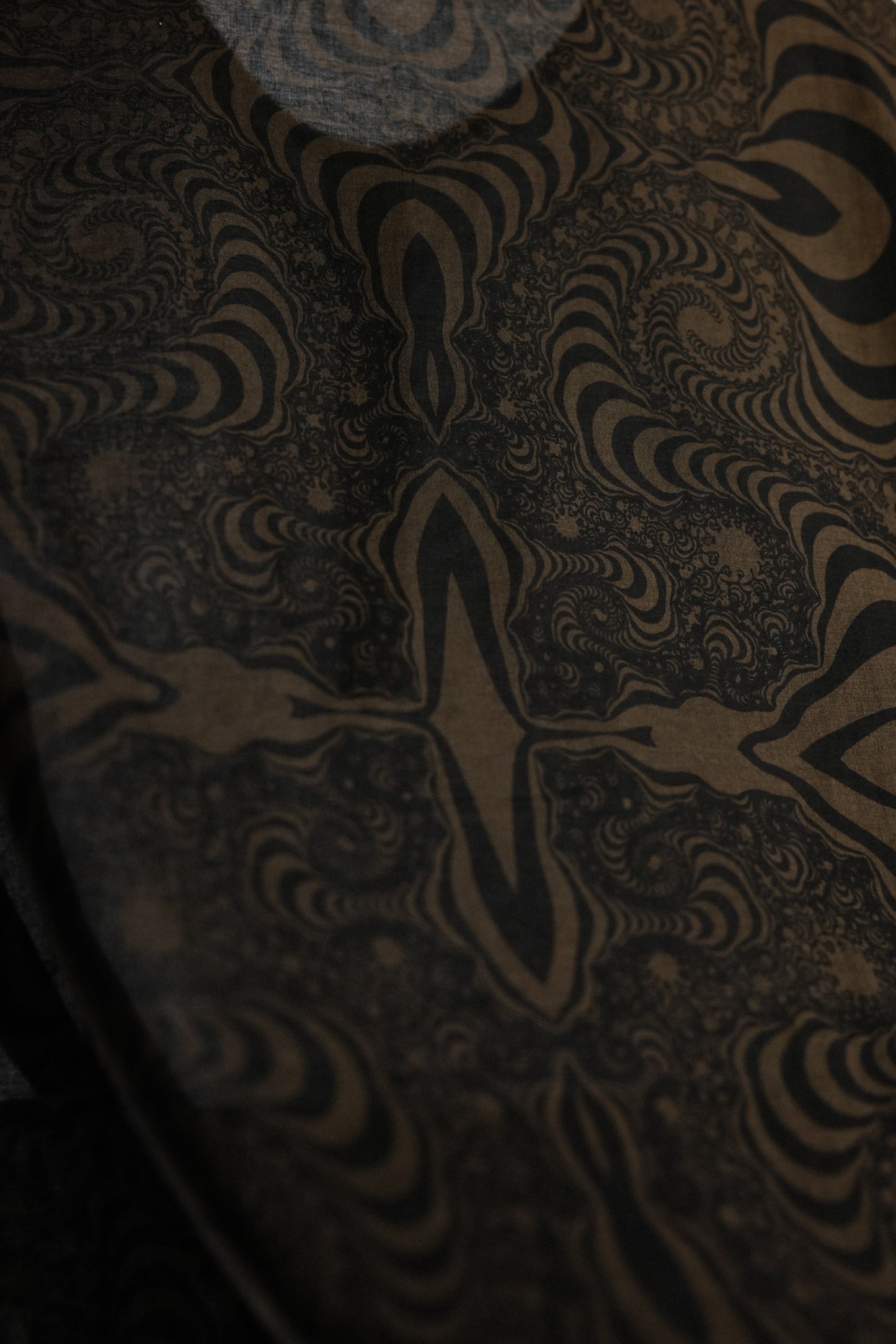 Undercover S/S2003 “SCAB” - Fractal Print Sheer Henley Shirt