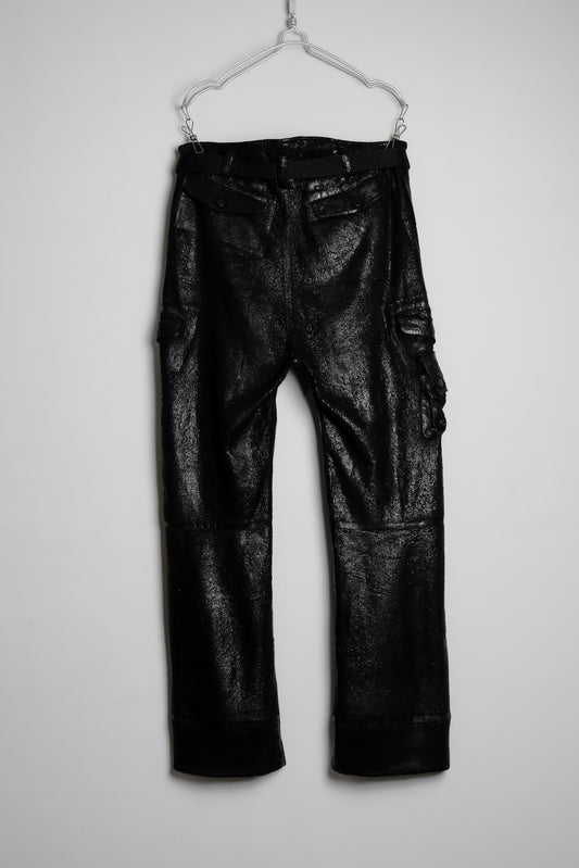 ABAHOUSE 2000s - Cracked Coated Gimmick Cargo Pants