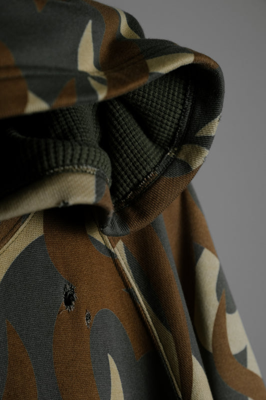 Number (N)ine F/W2004 “Give Peace A Chance” - Tribal Heart Camo Zip-up Hoodie
