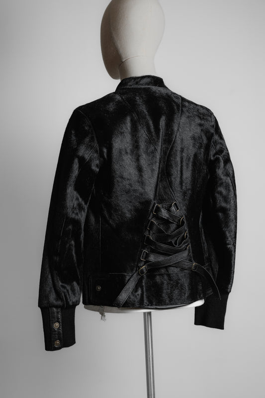 Versace Jeans Couture Early 2000s - Pony-hair Fur Leather Jacket