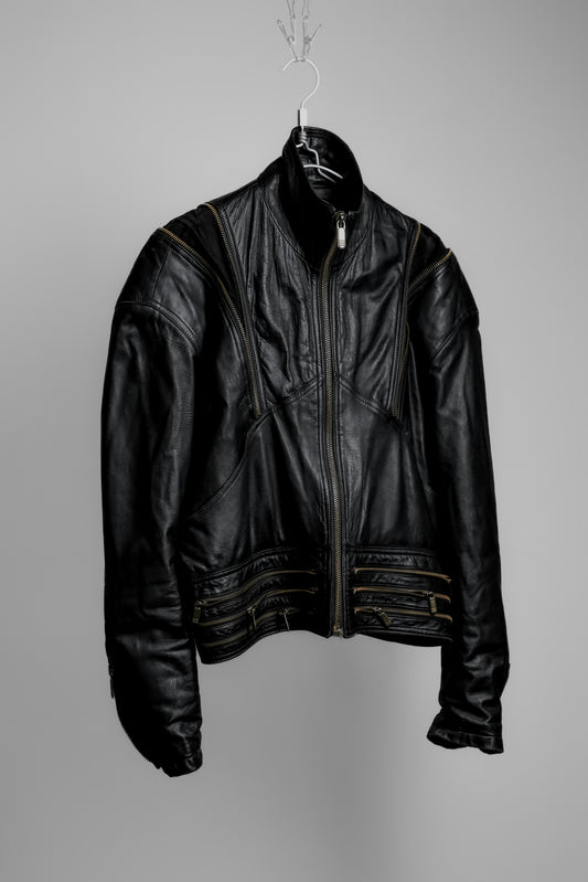 MARIO CONTI 1980-1990s - Multi Lampo-zip Leather Jacket