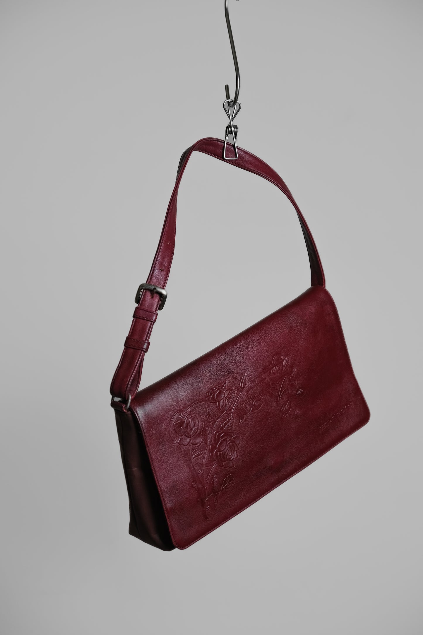 JEAN PAUL GAULTIER 1990s - Rose Embossed Handbag - Burgundy