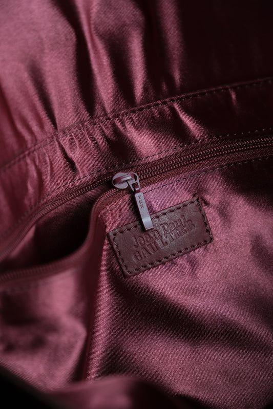 JEAN PAUL GAULTIER 1990s - Rose Embossed Handbag - Burgundy