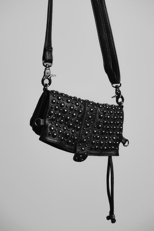 JOHN GALLIANO 2000s - 2-way Studded Leather Shoulder Bag