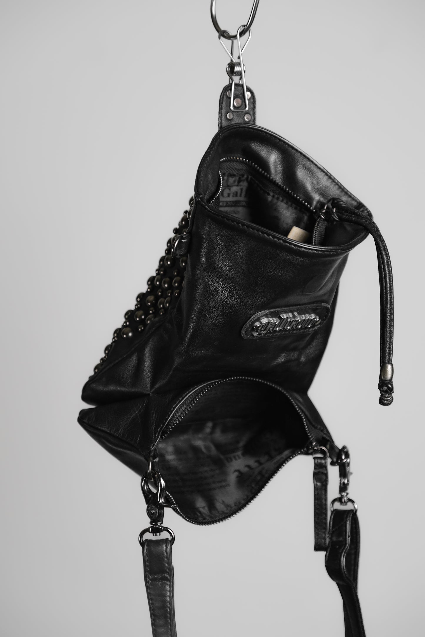 JOHN GALLIANO 2000s - 2-way Studded Leather Shoulder Bag