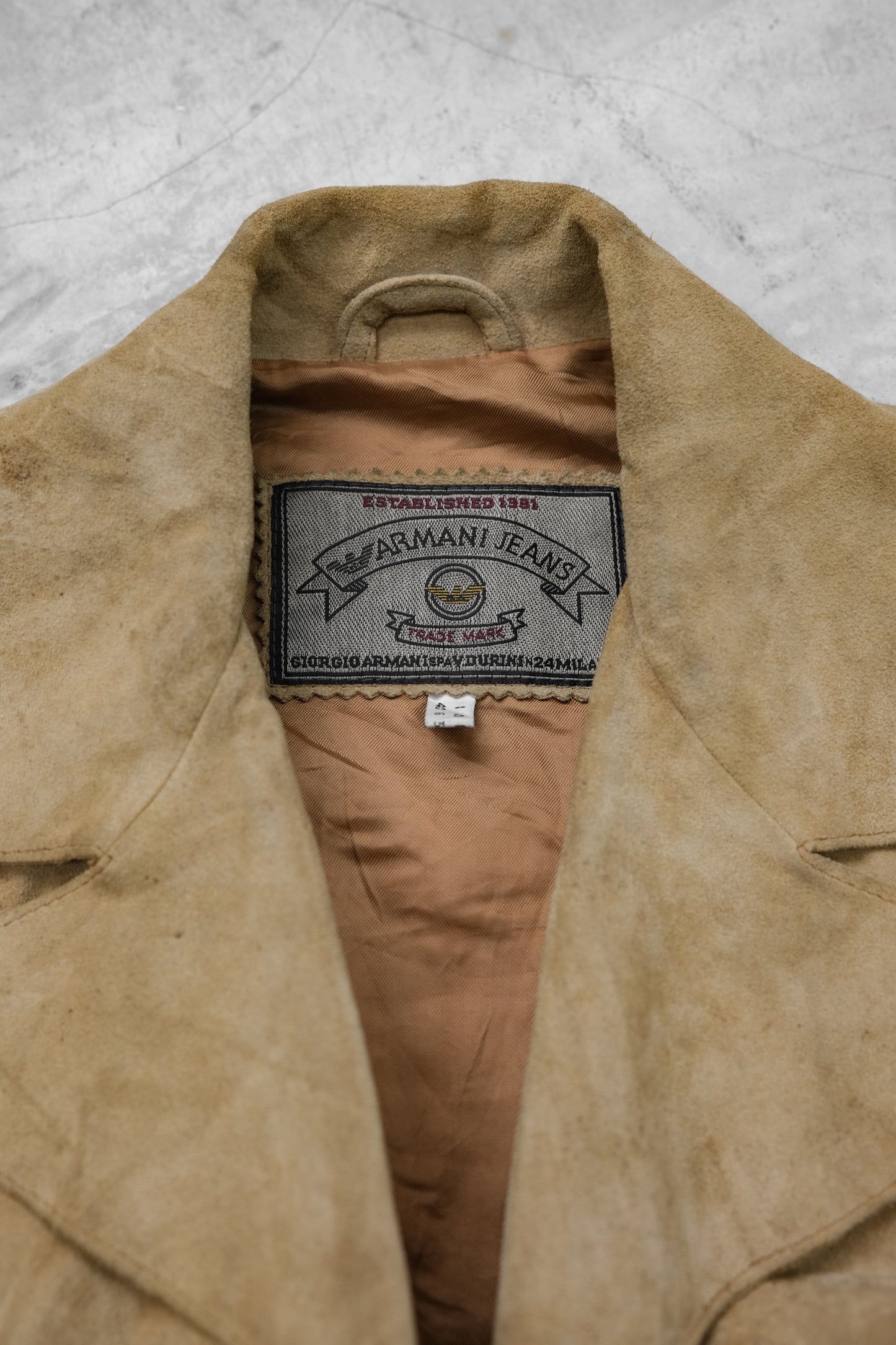 ARMANI JEANS 1990s - Cropped Suede Leather Jacket