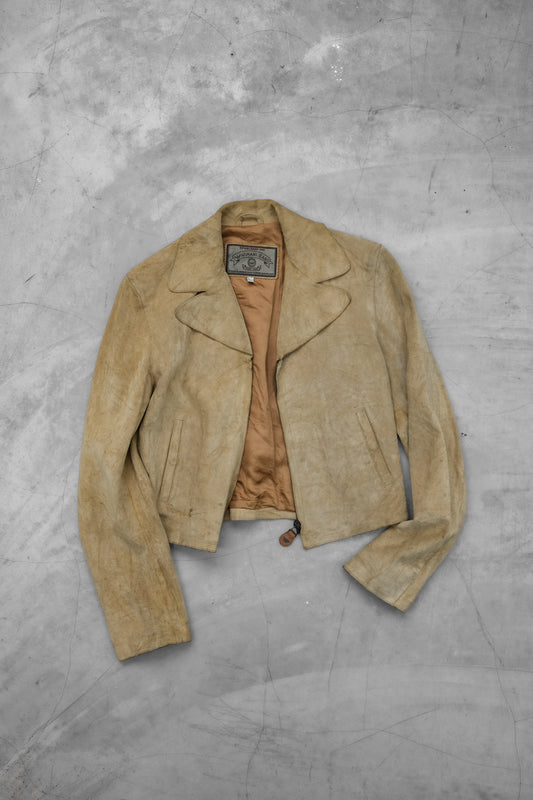 ARMANI JEANS 1990s - Cropped Suede Leather Jacket