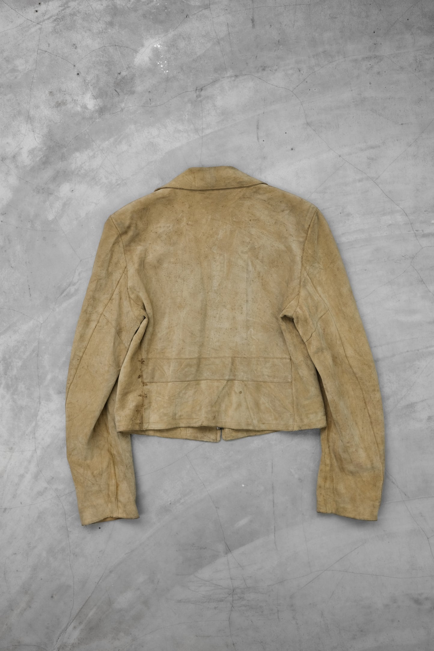 ARMANI JEANS 1990s - Cropped Suede Leather Jacket
