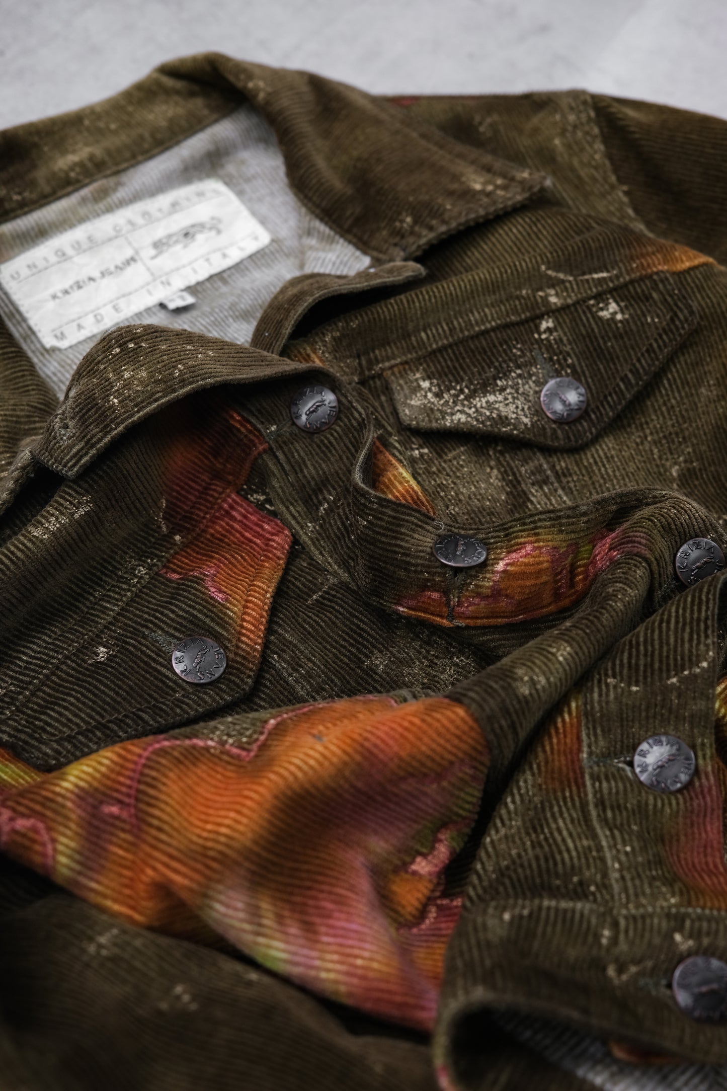 KRIZIA JEANS 1980s - Bleach Dyed Corduroy Trucker Jacket