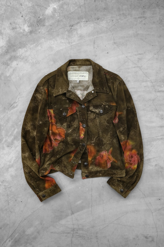 KRIZIA JEANS 1980s - Bleach Dyed Corduroy Trucker Jacket