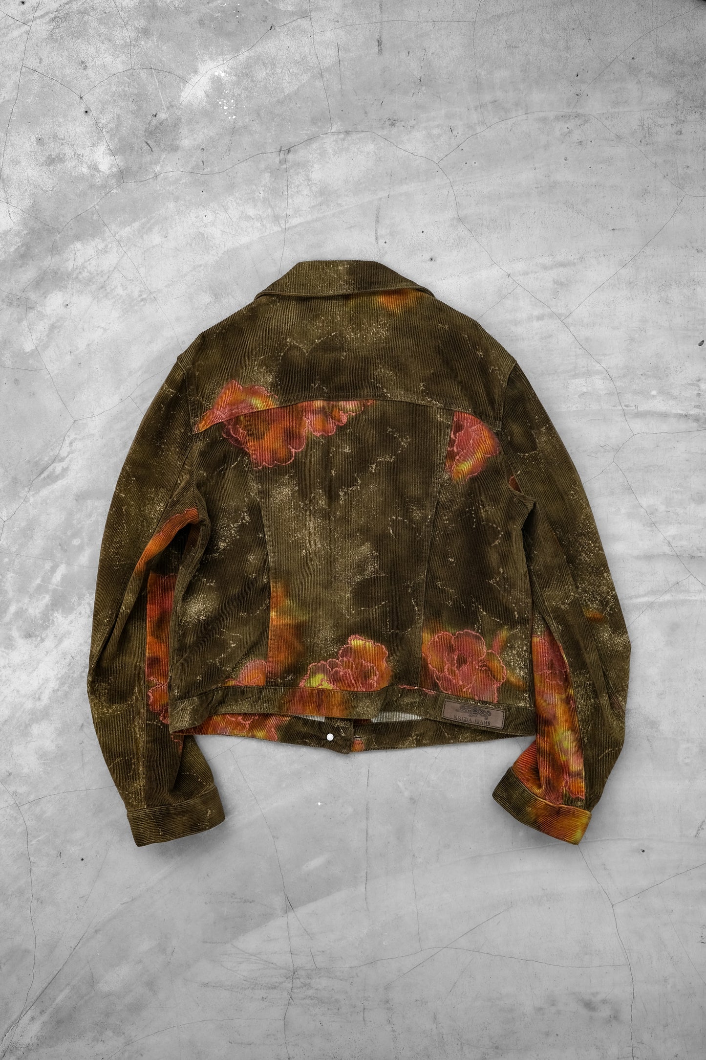 KRIZIA JEANS 1980s - Bleach Dyed Corduroy Trucker Jacket
