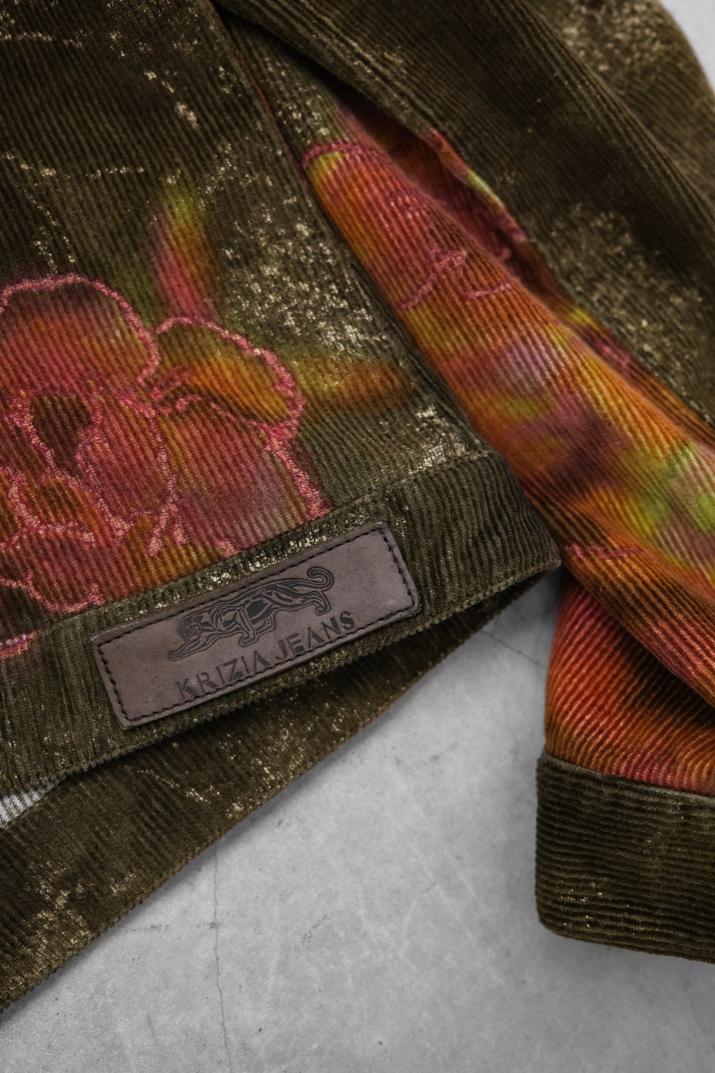 KRIZIA JEANS 1980s - Bleach Dyed Corduroy Trucker Jacket