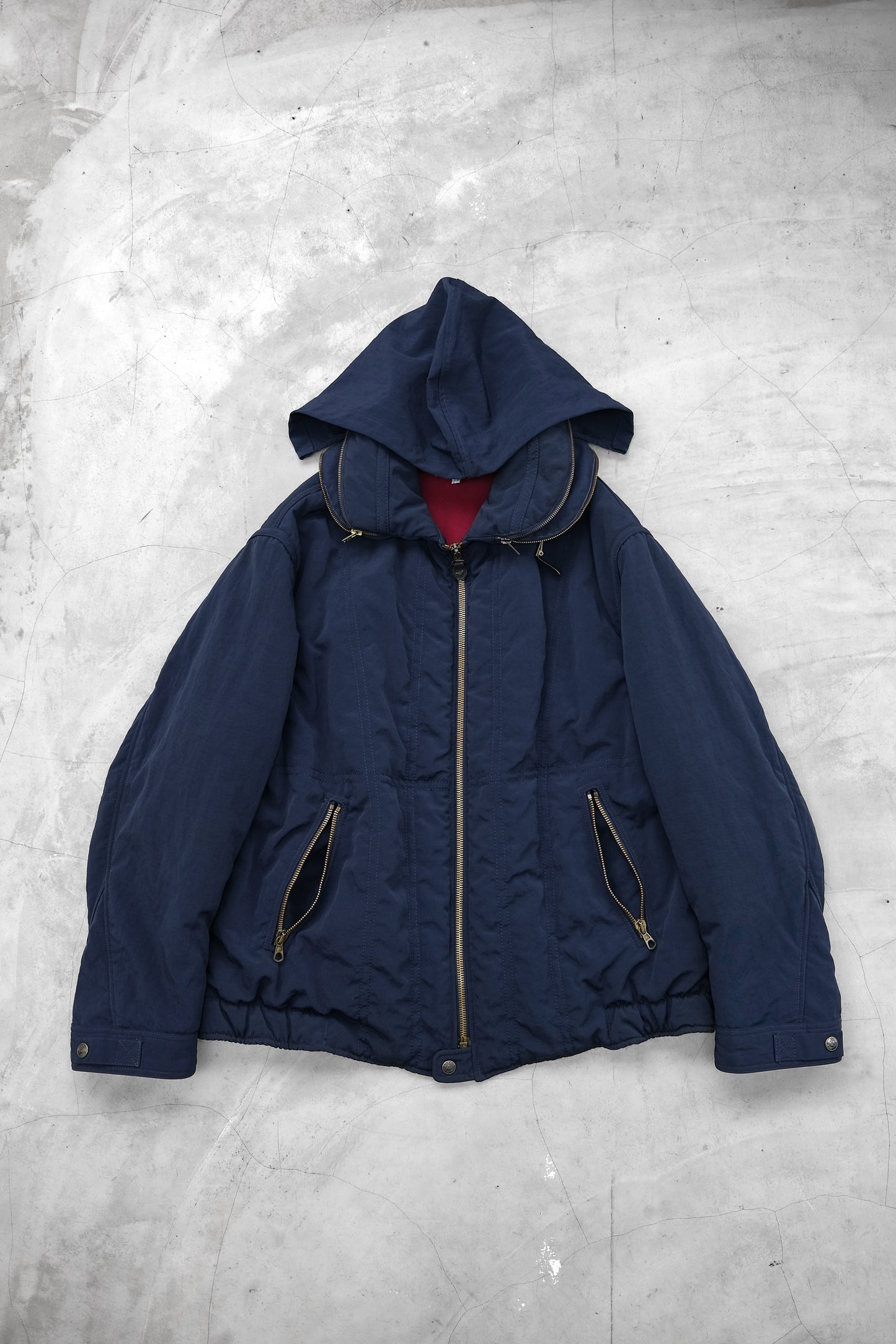 Armani Jeans 1980s Blue Power Wash - Metal Collar Buckle Padded Jacket