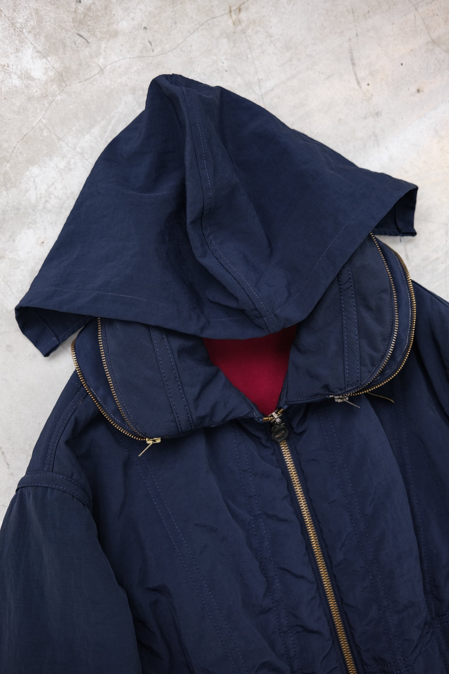 Armani Jeans 1980s Blue Power Wash - Metal Collar Buckle Padded Jacket