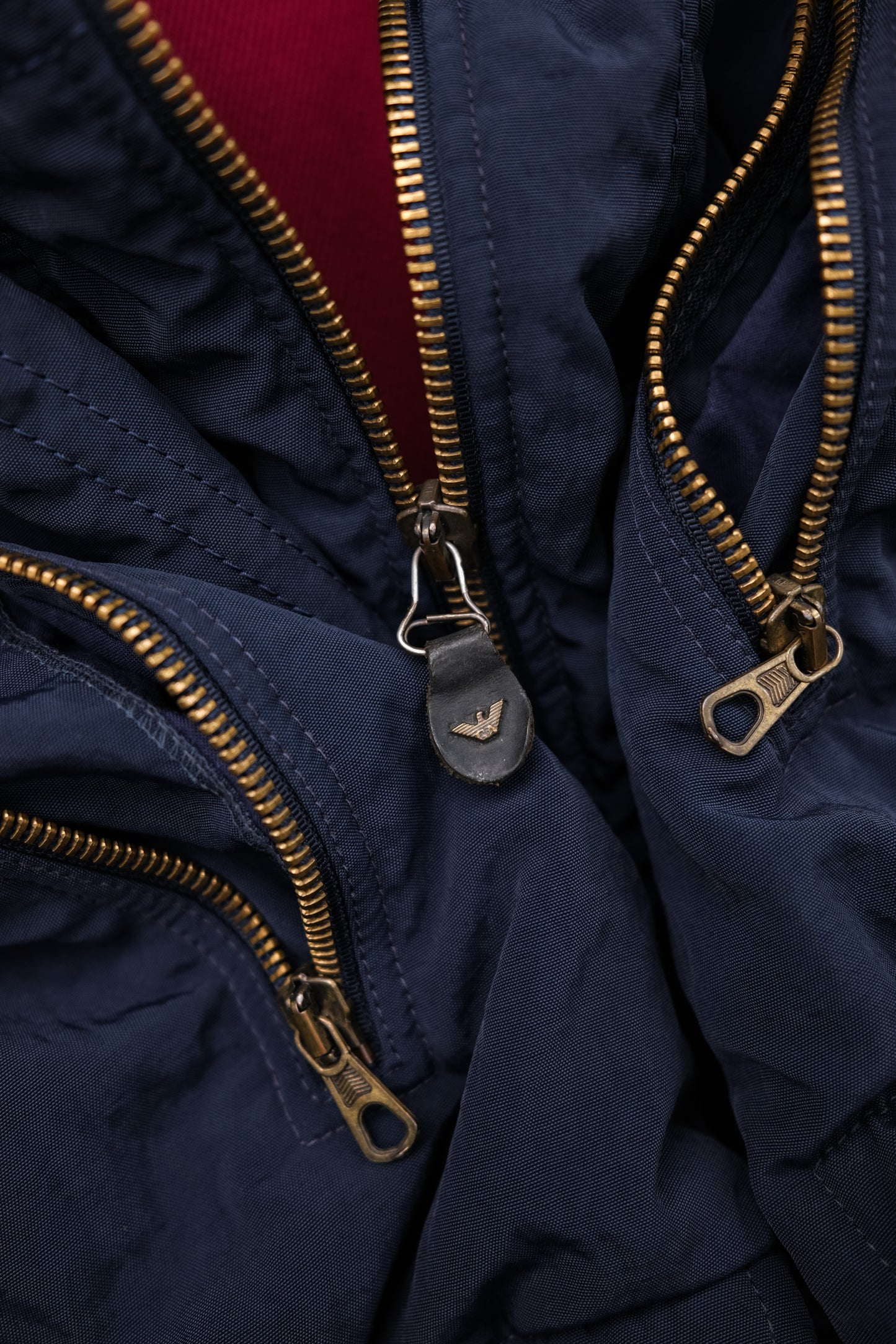 Armani Jeans 1980s Blue Power Wash - Metal Collar Buckle Padded Jacket