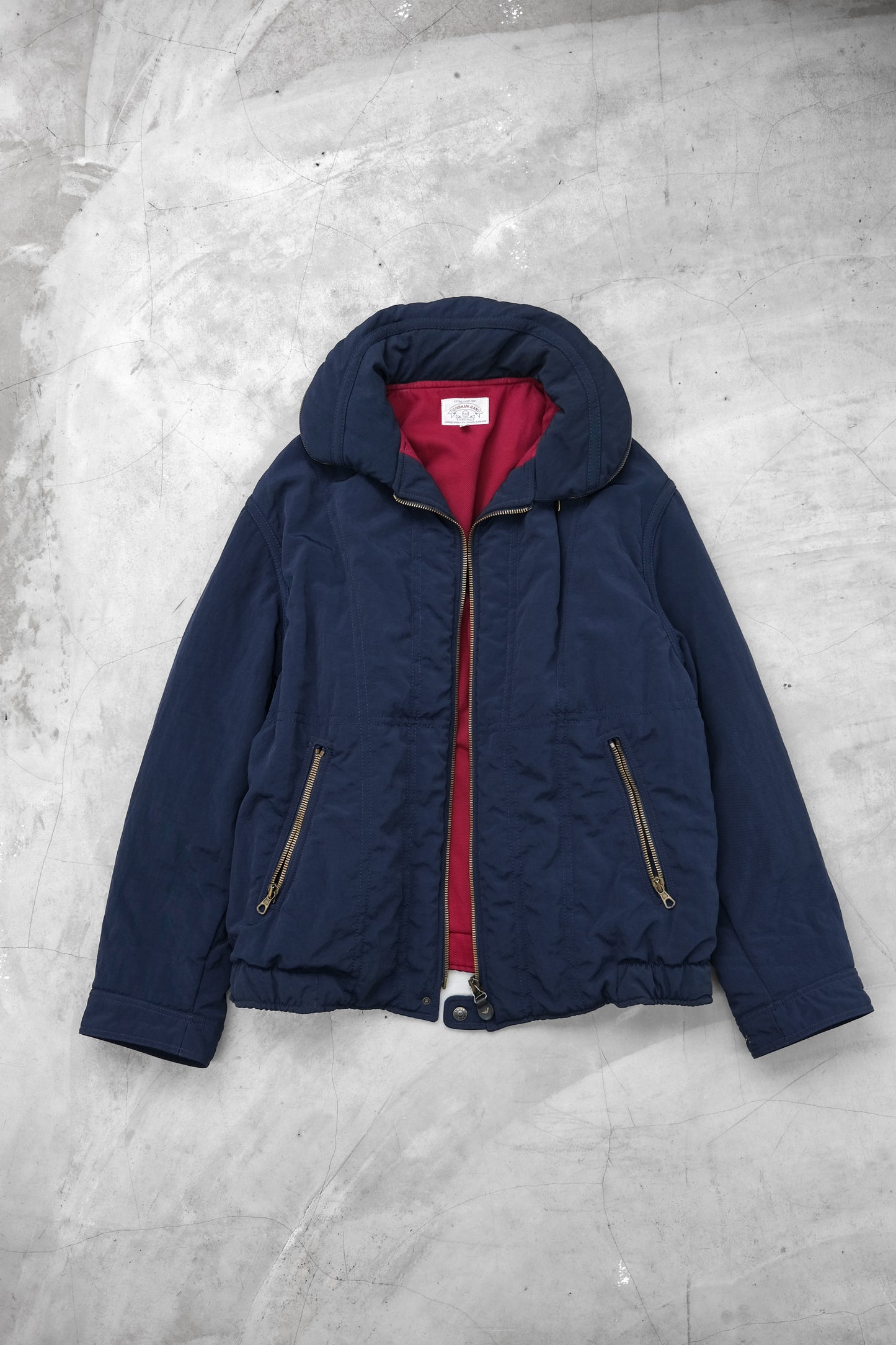 Armani Jeans 1980s Blue Power Wash - Metal Collar Buckle Padded Jacket