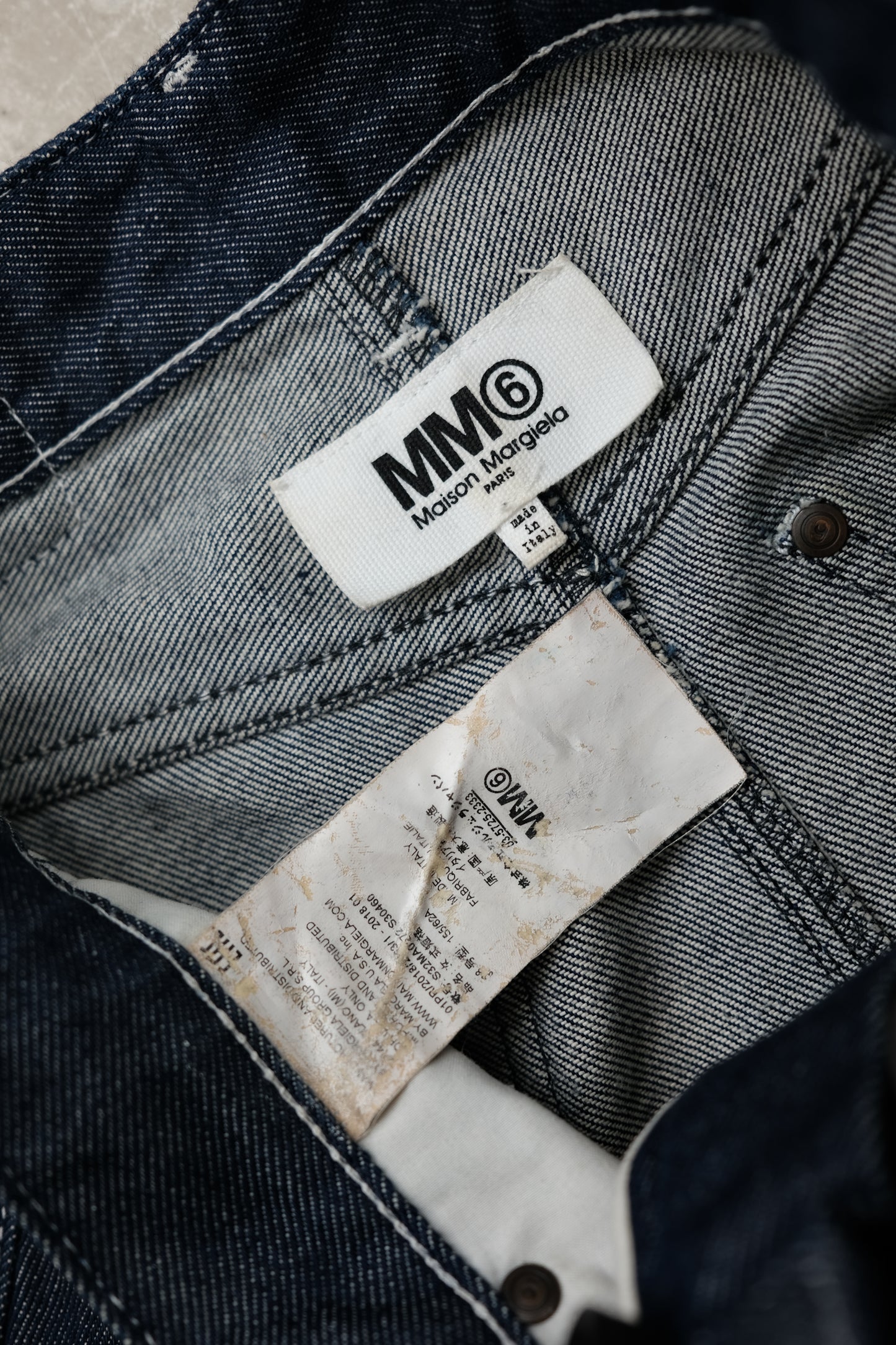 MM⑥ Maison Margiela S/S2018 - Indigo Long Raw Denim Skirt