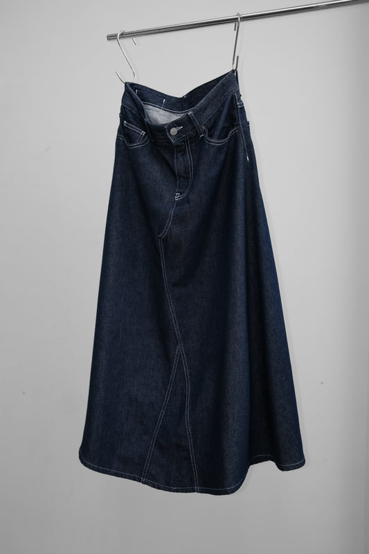 MM⑥ Maison Margiela S/S2018 - Indigo Long Raw Denim Skirt