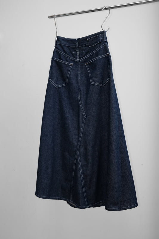 MM⑥ Maison Margiela S/S2018 - Indigo Long Raw Denim Skirt