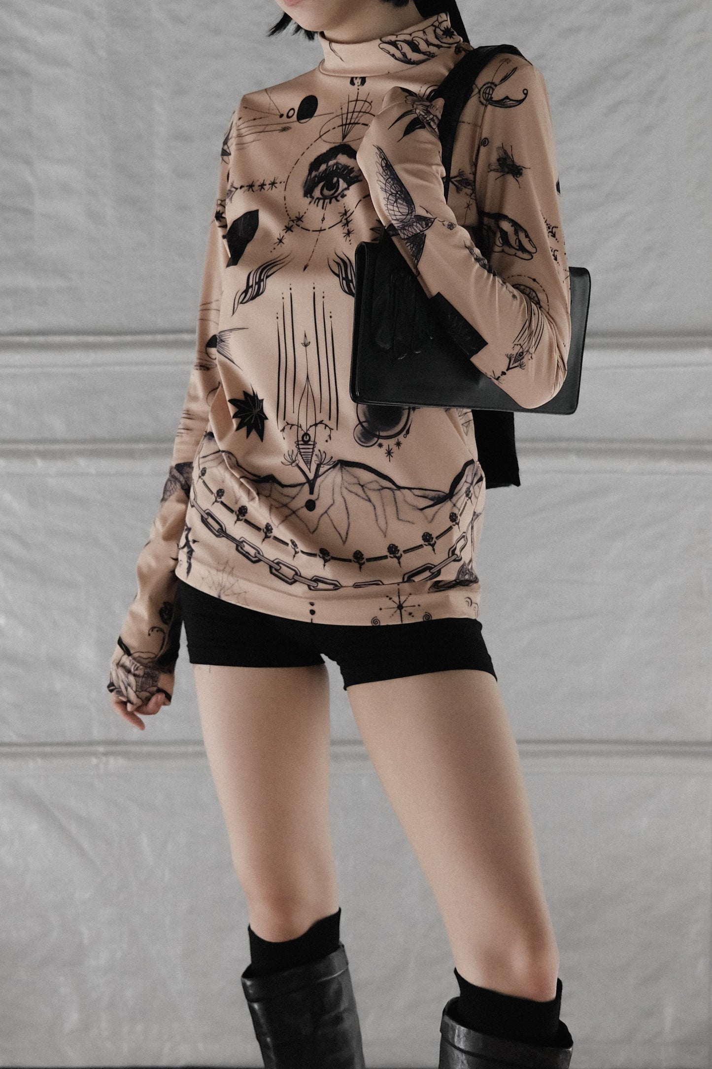 Jean Paul Gaultier x Sacai F/W2021 - Dr. Woo Tattoo Printed Top