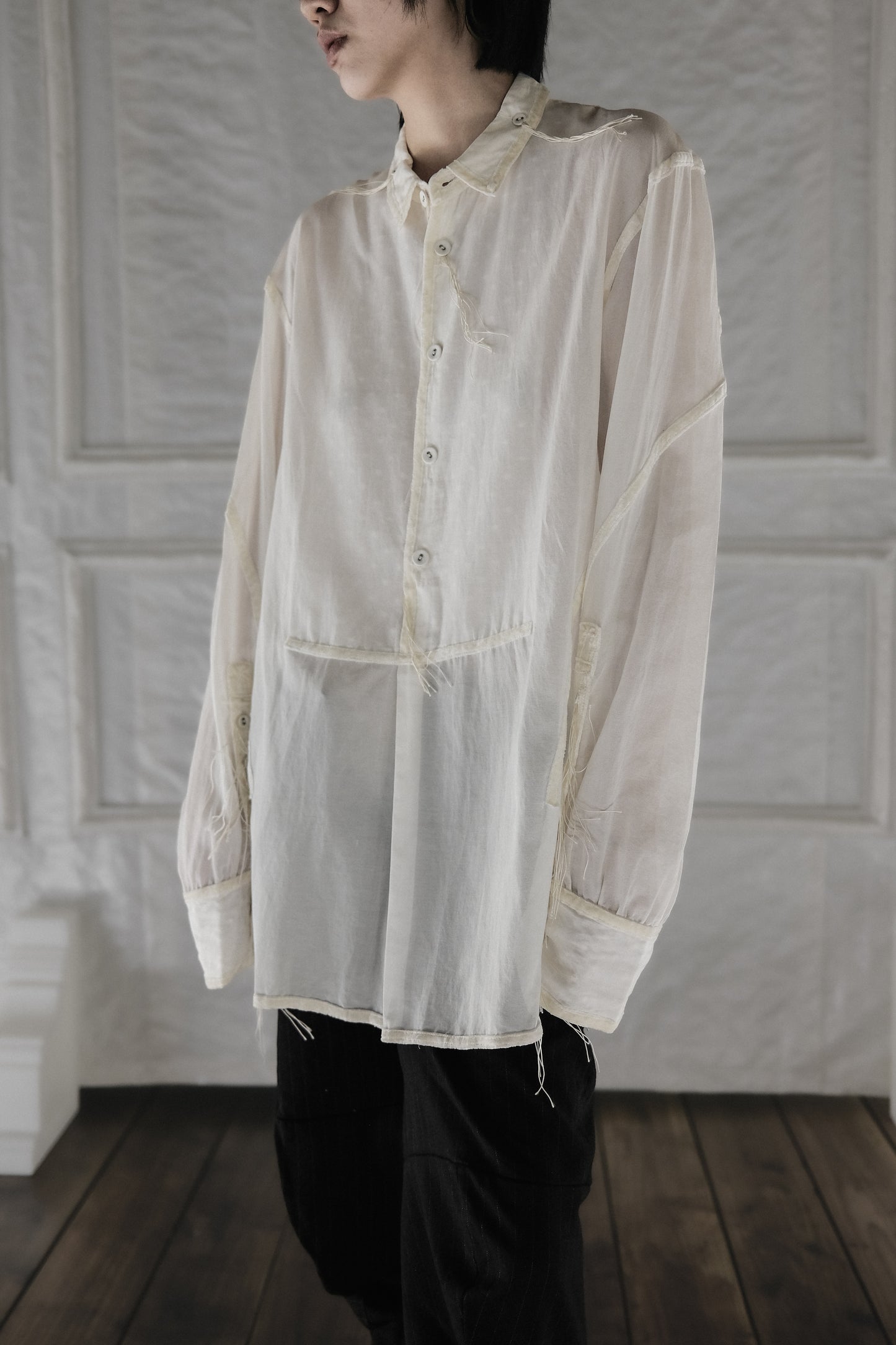 Number (N)ine F/W2009 “A CLOSE FEELING” - Velvet-Trim Silk / Cotton Shirt