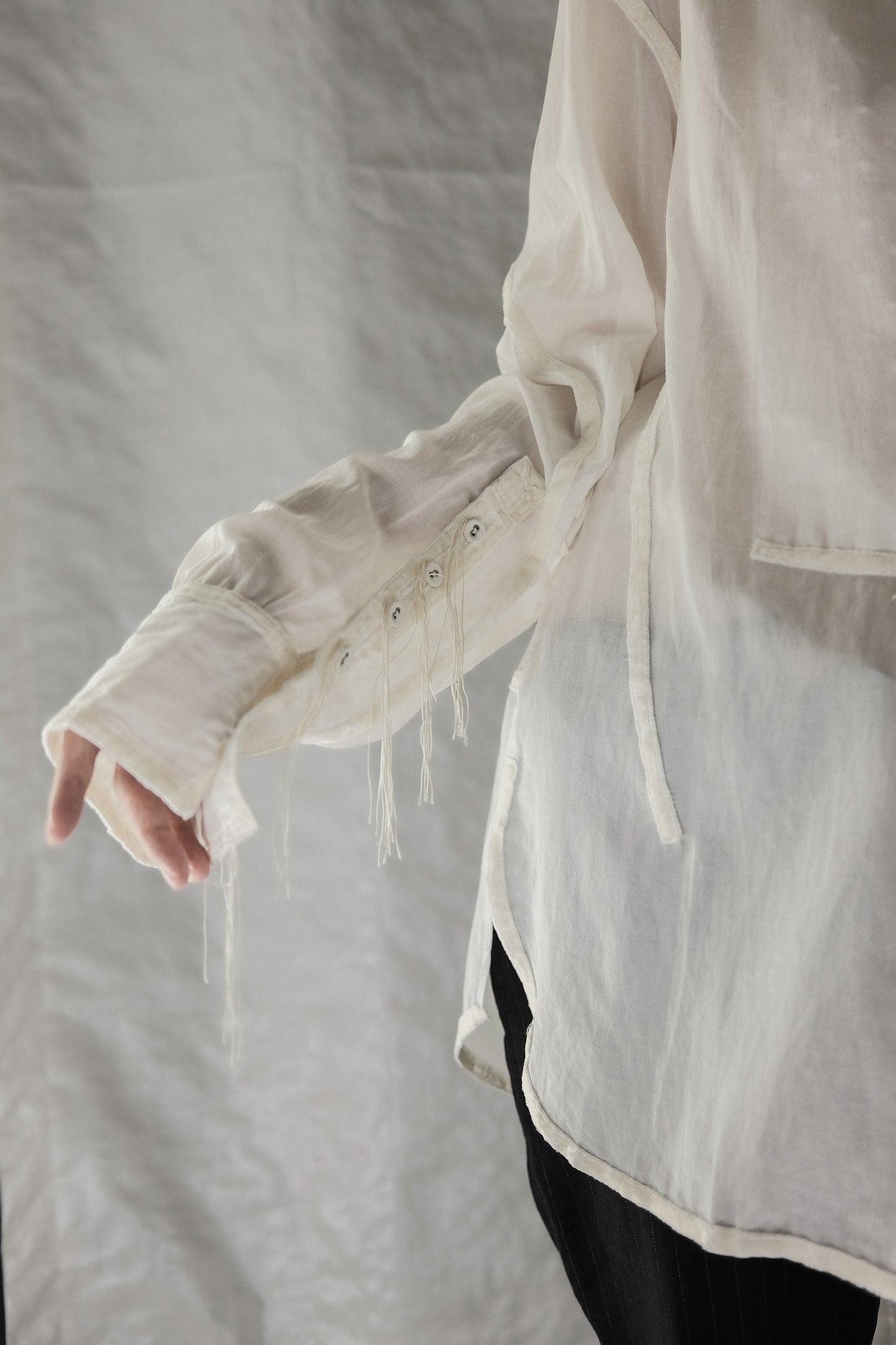 Number (N)ine F/W2009 “A CLOSE FEELING” - Velvet-Trim Silk / Cotton Shirt