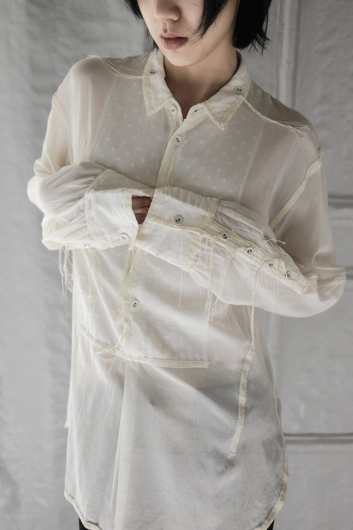 Number (N)ine F/W2009 “A CLOSE FEELING” - Velvet-Trim Silk / Cotton Shirt