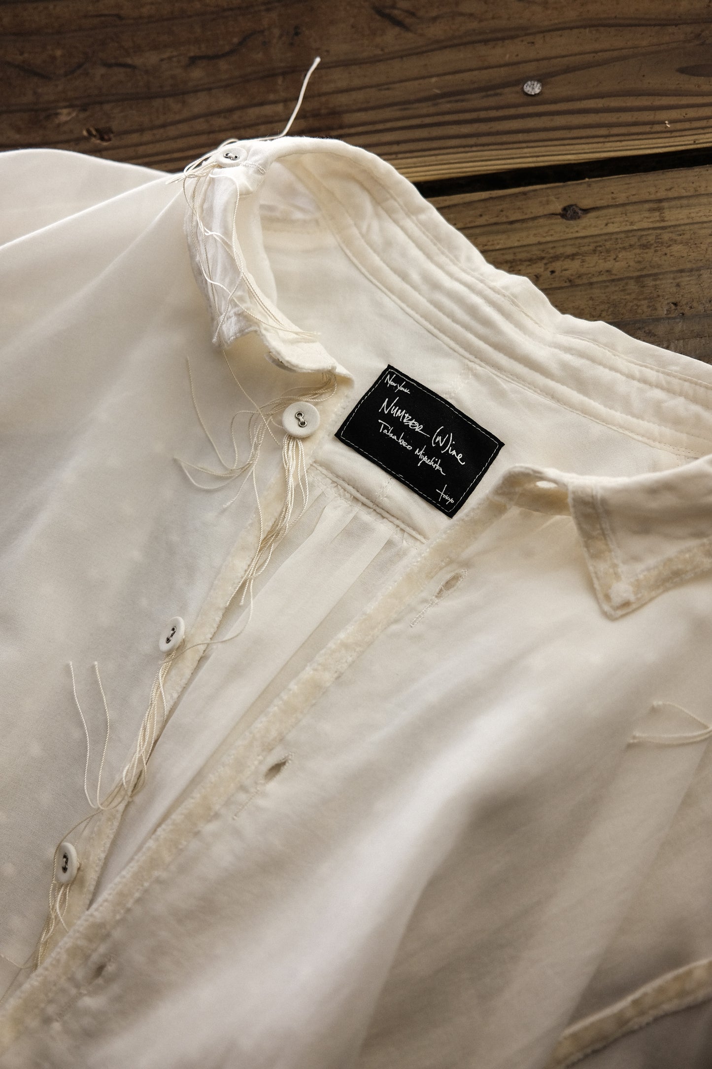 Number (N)ine F/W2009 “A CLOSE FEELING” - Velvet-Trim Silk / Cotton Shirt