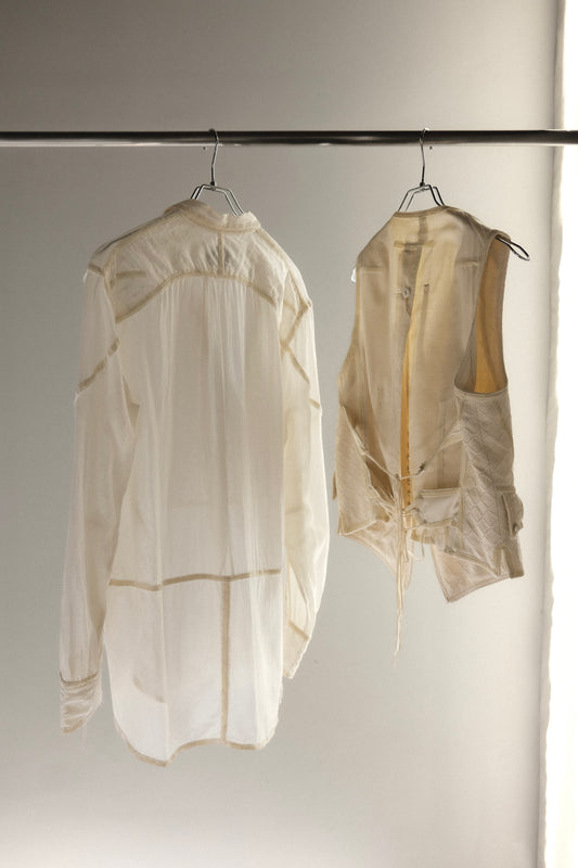 Number (N)ine F/W2009 “A CLOSE FEELING” - Velvet-Trim Silk / Cotton Shirt