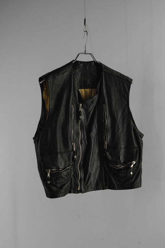 GARAGE 1980-1990s - Multi-zip Leather Vest