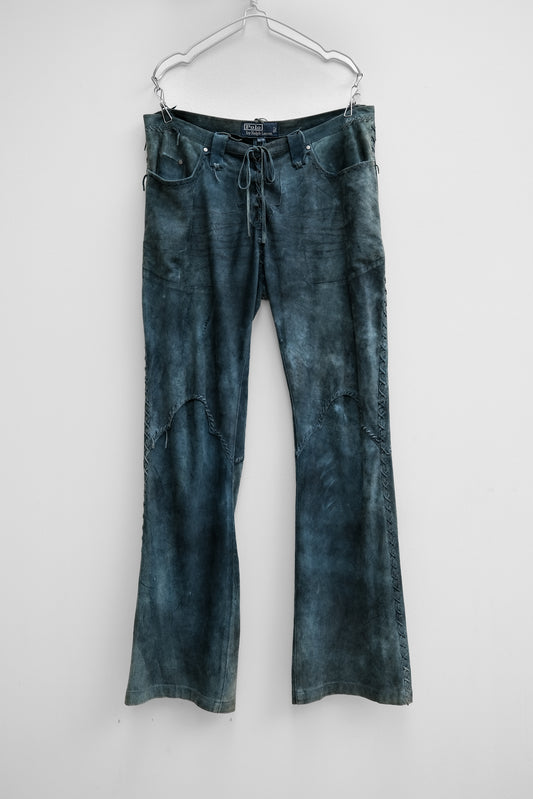 Polo Ralph Lauren 1990-2000s - Suede Leather Western Bootcut Pants
