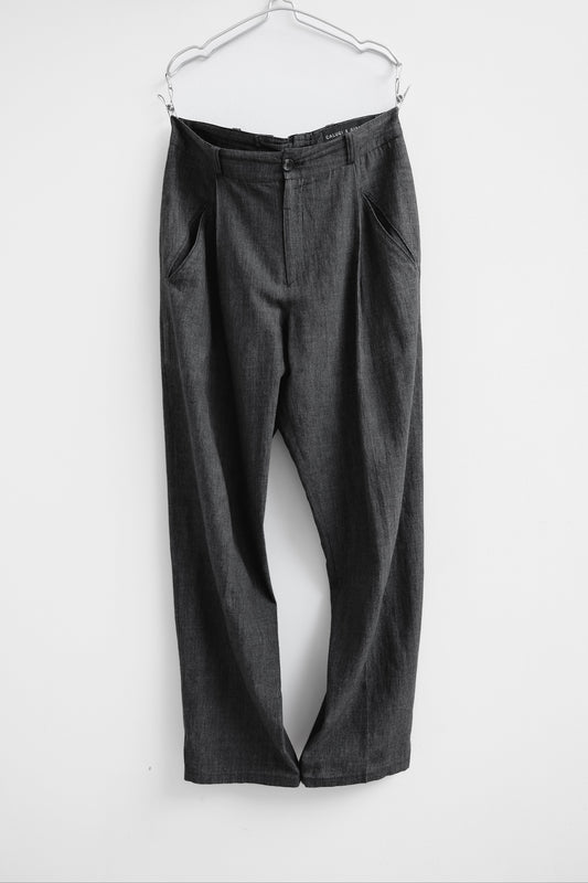 CALUGI E GIANNELLI 1980-1990s - Salt & Pepper Tuck Trousers