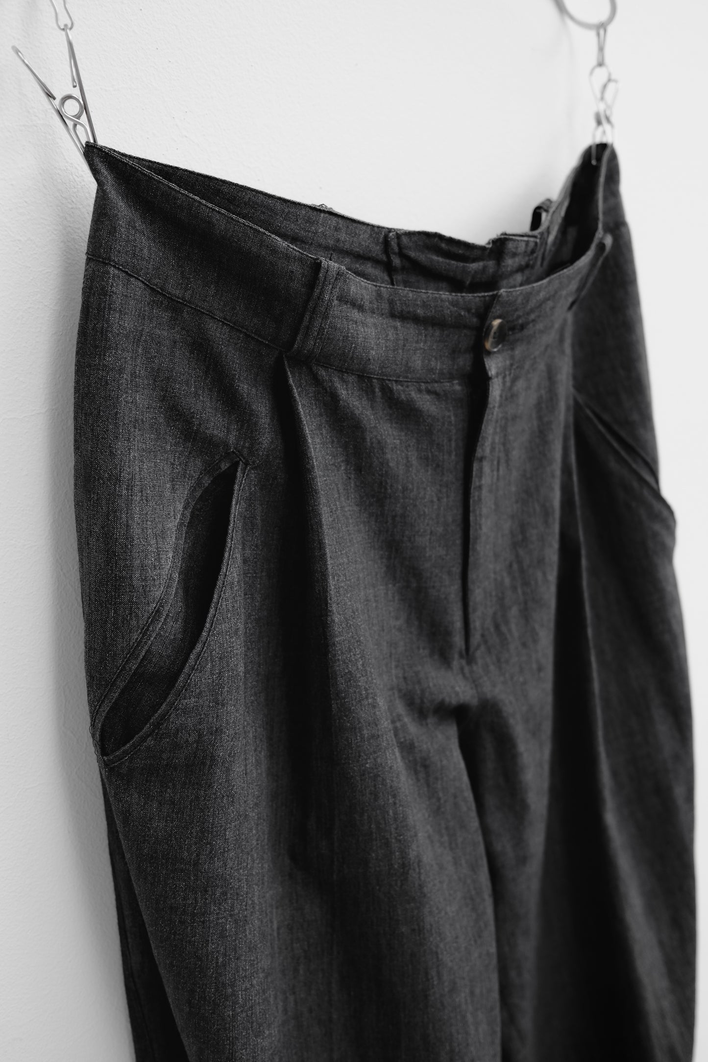 CALUGI E GIANNELLI 1980-1990s - Salt & Pepper Tuck Trousers