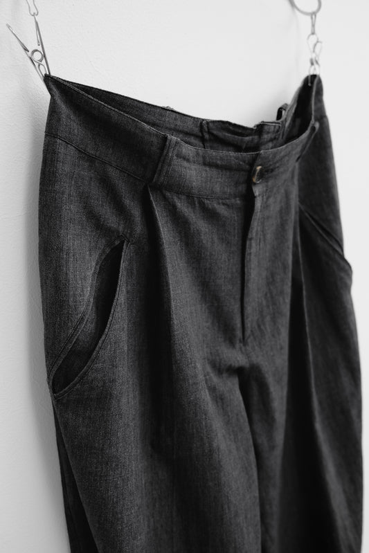 CALUGI E GIANNELLI 1980-1990s - Salt & Pepper Tuck Trousers