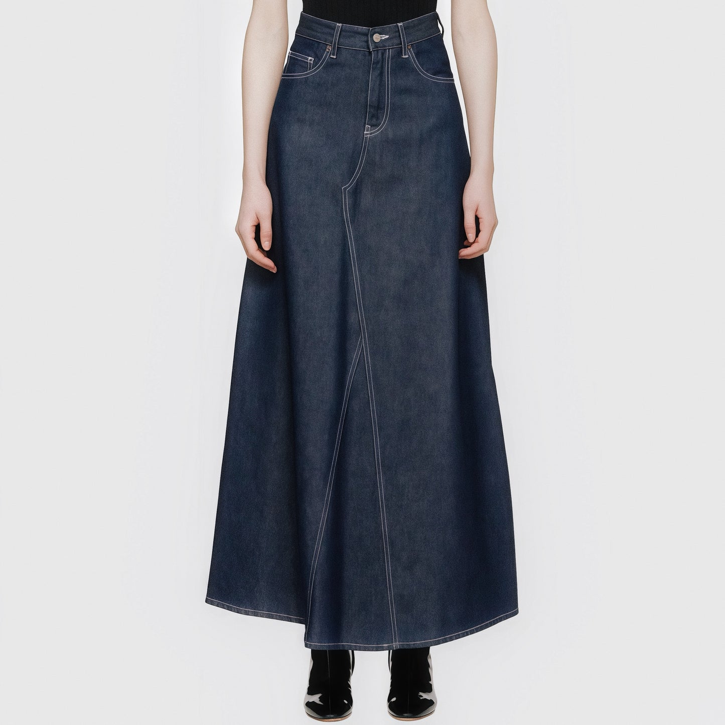 MM⑥ Maison Margiela S/S2018 - Indigo Long Raw Denim Skirt